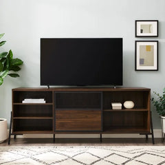 Dark Walnut Wireman TV Stand for TVs up to 85" Four Adjustable Shelves