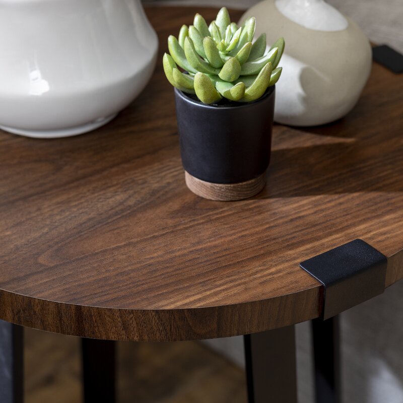 Dark Walnut Wisner Cross Legs End Table Modern Farmhouse to Urban Industrial