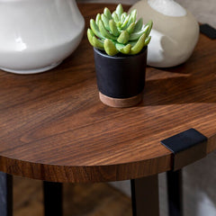 Dark Walnut Wisner Cross Legs End Table Modern Farmhouse to Urban Industrial