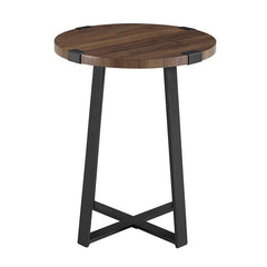Dark Walnut Wisner Cross Legs End Table Modern Farmhouse to Urban Industrial