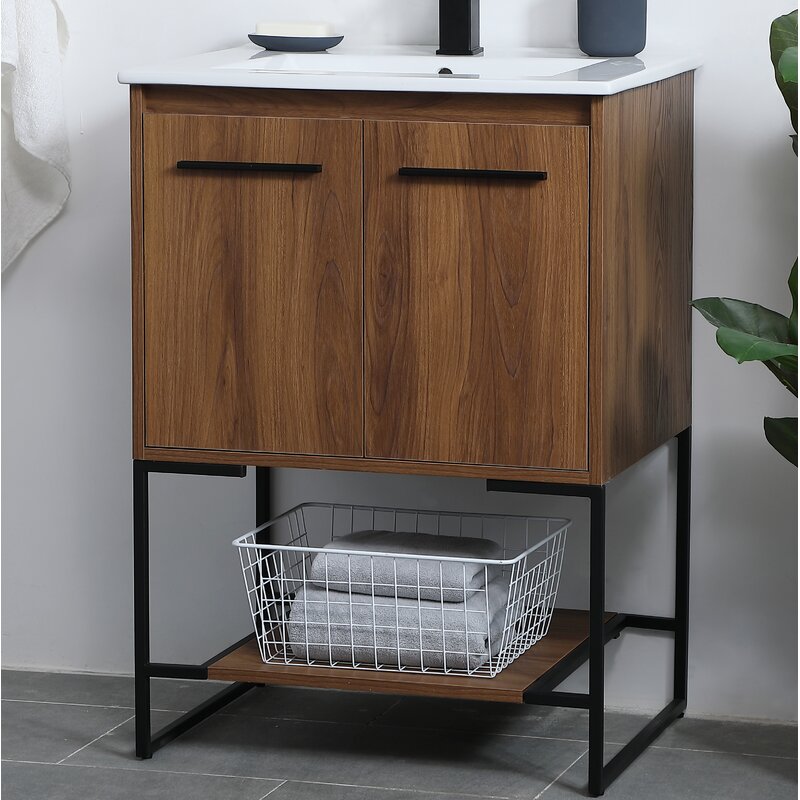 Wittig 24" Single Bathroom Vanity Set Concrete Gray Finish