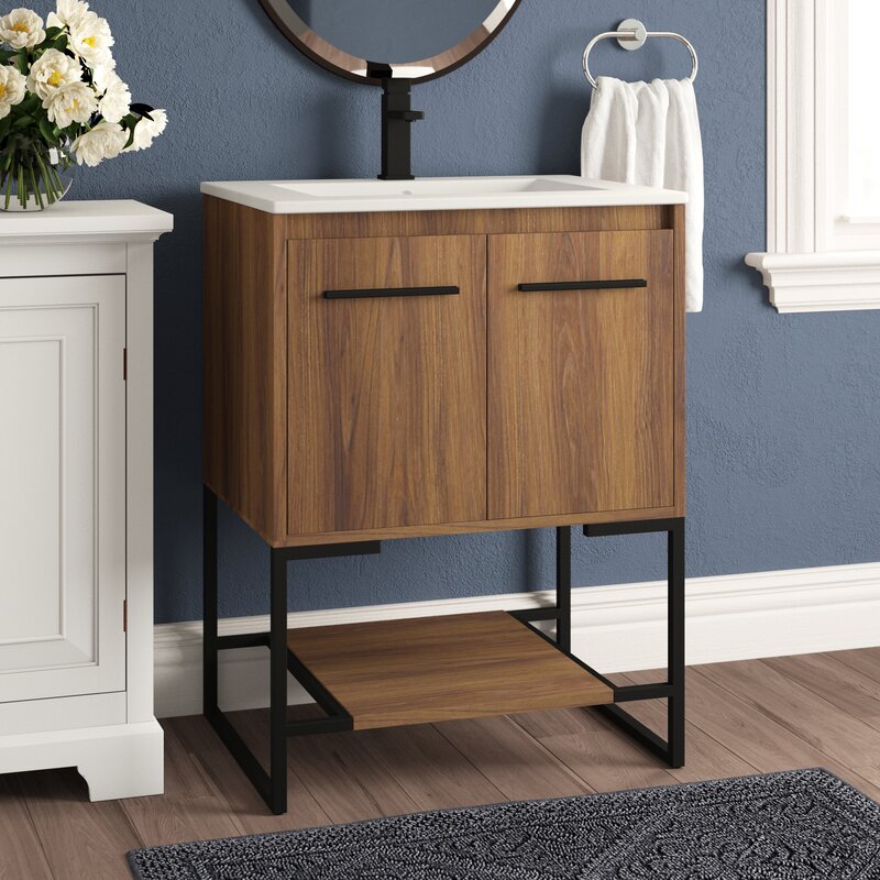 Wittig 24" Single Bathroom Vanity Set Concrete Gray Finish