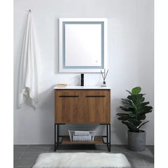 Walnut Brown Wittig 30" Single Bathroom Vanity Set Crafted from Engineered Wood