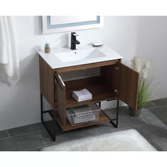 Walnut Brown Wittig 30" Single Bathroom Vanity Set Crafted from Engineered Wood