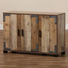 Wood 12 Pair Shoe Storage Cabinet Features a Rustic Finish