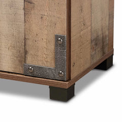 Wood 12 Pair Shoe Storage Cabinet Features a Rustic Finish