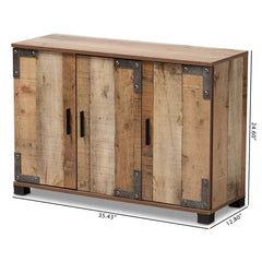Wood 12 Pair Shoe Storage Cabinet Features a Rustic Finish