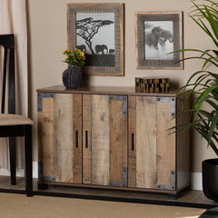 Wood 12 Pair Shoe Storage Cabinet Features a Rustic Finish