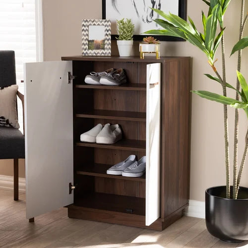 Wood 15 Pair Shoe Storage Cabinet Brings Sleek Style And Smart Storage
