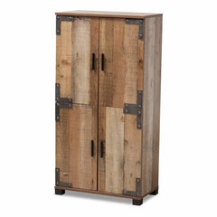 Wood 18 Pair Shoe Storage Cabinet Farmhouse Design Rustic Finish