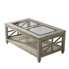 Wood Cocktail Tables And Coffee Table With Storage For Living Room Tempered Glass
