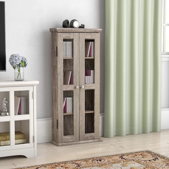 Driftwood Wood DVD Multimedia Cabinet Accommodating up to 100 CDs or DVDs