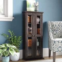 Wood DVD Multimedia Cabinet Provide Storage Space Perfect Organize