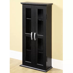 Solid Wood Textured Black Wood DVD Multimedia Cabinet Perfect Organize