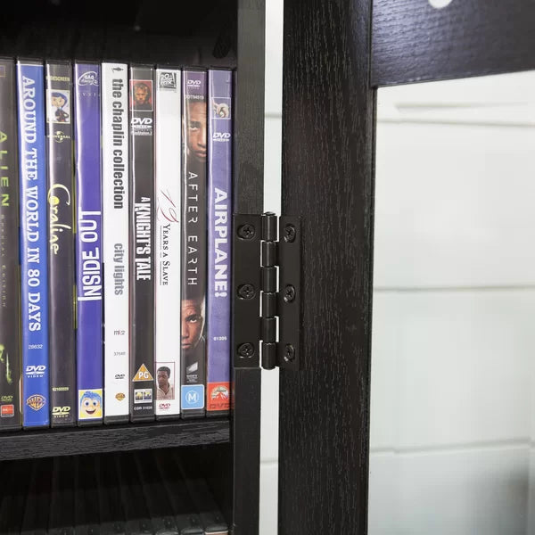 Solid Wood Textured Black Wood DVD Multimedia Cabinet Perfect Organize