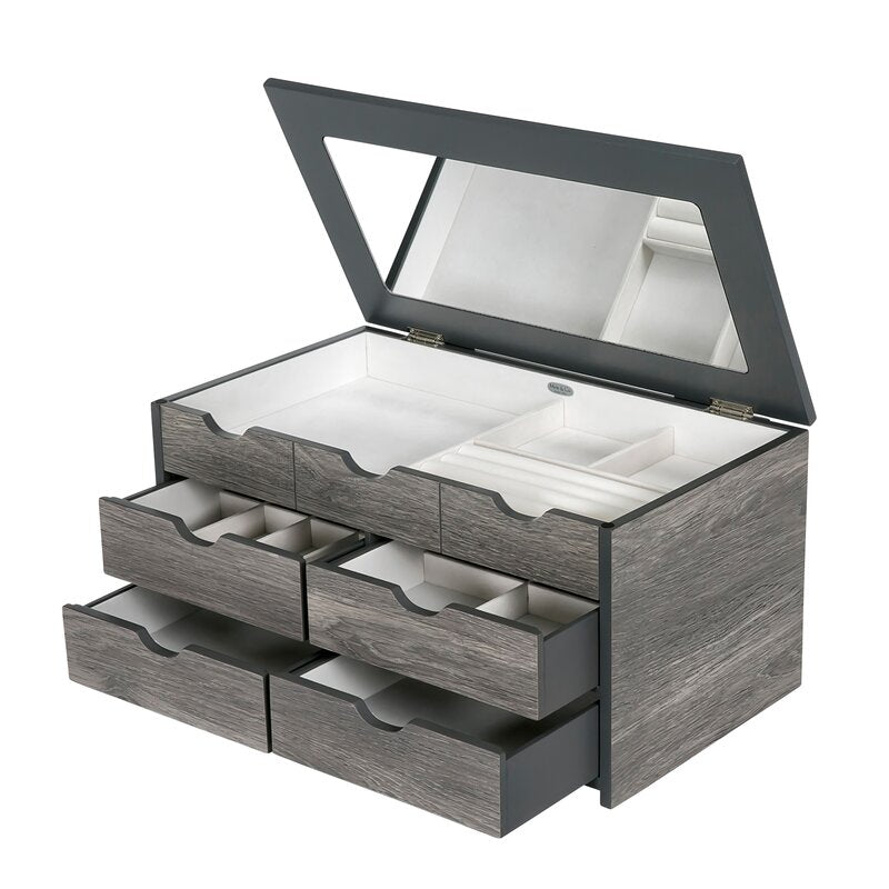 Wooden Jewelry Box The Chic Style of Jewelry Box Gives it A Modern With A Contemporary Gray Woodgrain Finish