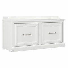 Woodland 40W Shoe Storage Bench with Doors - White Ash Bench Offers A Place To Sit While Putting On or Taking Off Shoes Supports up to 250 lbs.