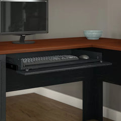 Antique Black L-Shape Desk Creating a Spacious Office Desk Solid Manufactured Wood