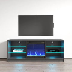 Gray Wrightson TV Stand for TVs up to 65" with Fireplace Included Built-in Lighting