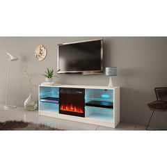 TV Stand for TVs up to 65" with Fireplace Included 3 Changeable Flame Colors, Temperature Control, Timer Setting, and Dimmer