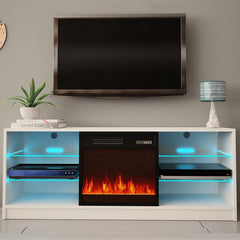 TV Stand for TVs up to 65" with Fireplace Included 3 Changeable Flame Colors, Temperature Control, Timer Setting, and Dimmer