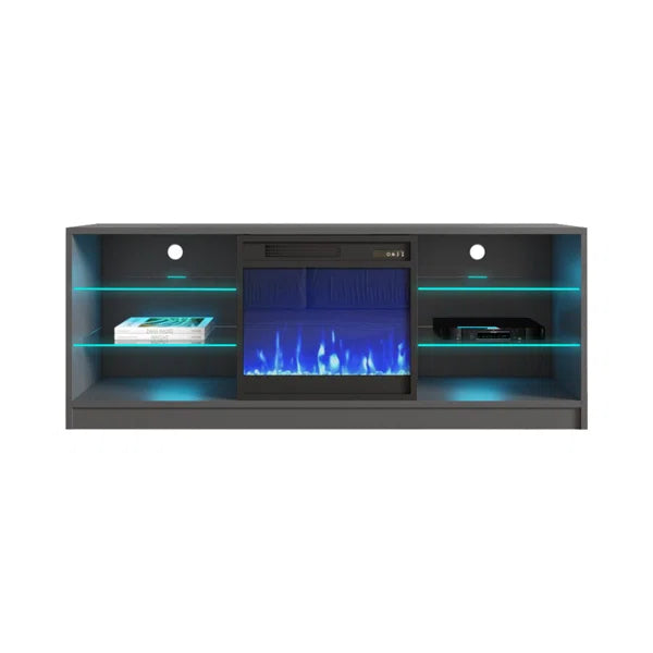 Gray Wrightson TV Stand for TVs up to 65" with Fireplace Included Built-in Lighting