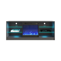 Gray Wrightson TV Stand for TVs up to 65" with Fireplace Included Built-in Lighting