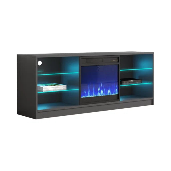 Gray Wrightson TV Stand for TVs up to 65" with Fireplace Included Built-in Lighting