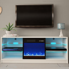 TV Stand for TVs up to 65" with Fireplace Included 3 Changeable Flame Colors, Temperature Control, Timer Setting, and Dimmer