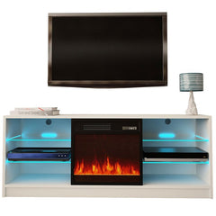 TV Stand for TVs up to 65" with Fireplace Included 3 Changeable Flame Colors, Temperature Control, Timer Setting, and Dimmer