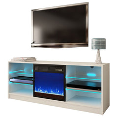 TV Stand for TVs up to 65" with Fireplace Included 3 Changeable Flame Colors, Temperature Control, Timer Setting, and Dimmer