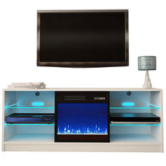 TV Stand for TVs up to 65" with Fireplace Included 3 Changeable Flame Colors, Temperature Control, Timer Setting, and Dimmer