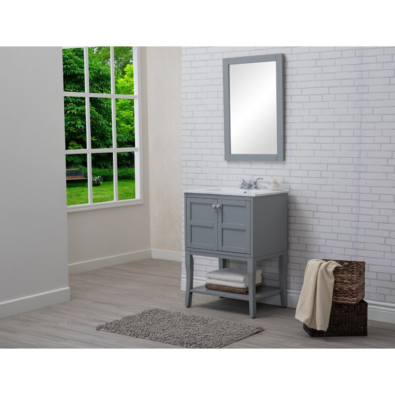 24" Single Bathroom Vanity Set Rectangular Silhouette with Shaker Style Paneling