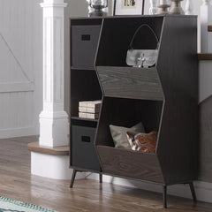 Wysocki 41.56'' Tall Accent Cabinet Two Folding Black Storage Bins