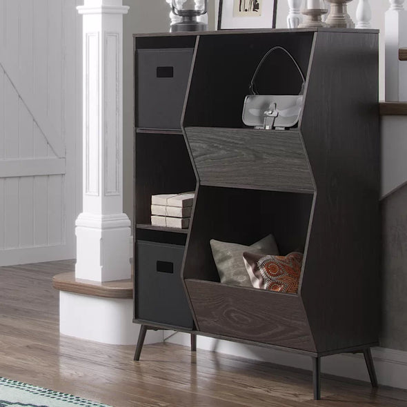 Wysocki 41.56'' Tall Accent Cabinet Two Folding Black Storage Bins
