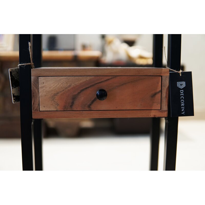 2 Xander Solid Wood C Table End Table Set with Storage Compact and Convenient