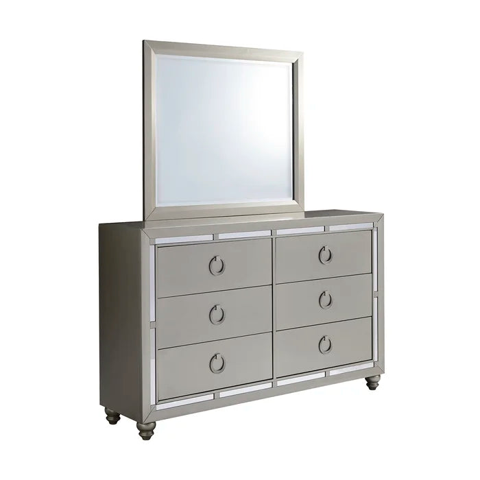 Ximena 6 Drawer 62'' W Solid Wood Dresser Mirror Indoor Aesthetic Design