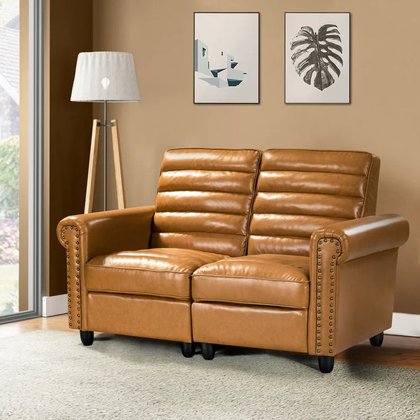 Yahya 63.6'' Faux Leather Rolled Arm Loveseat Accented with Chic Nailhead Trim
