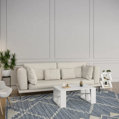 White Yareli Sled Coffee Table Plenty of Table Space Perfect for Living Room