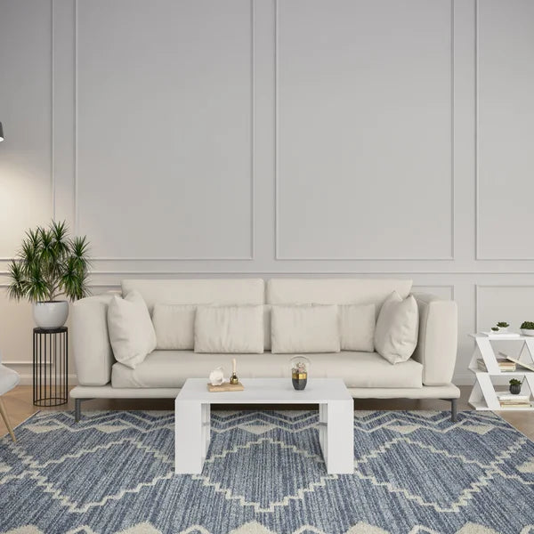 White Yareli Sled Coffee Table Plenty of Table Space Perfect for Living Room