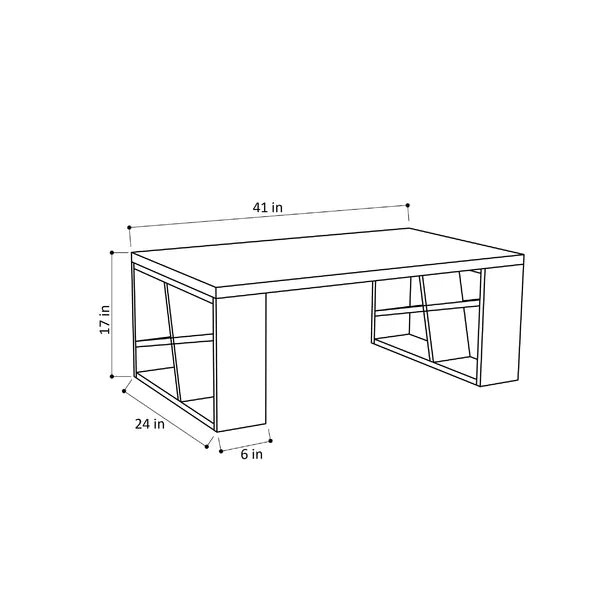 White Yareli Sled Coffee Table Plenty of Table Space Perfect for Living Room