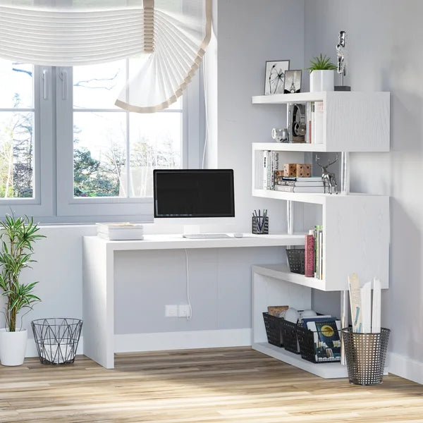 Reversible L-Shape Desk Plenty of Additional Storage Space Manufactured Wood