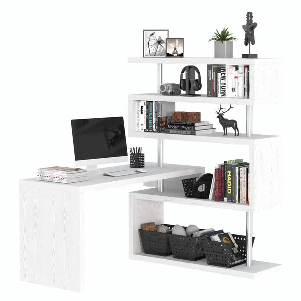 Reversible L-Shape Desk Plenty of Additional Storage Space Manufactured Wood
