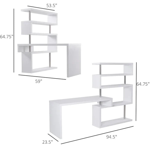 Reversible L-Shape Desk Plenty of Additional Storage Space Manufactured Wood