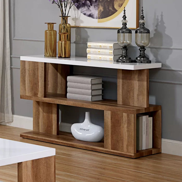 Yoel 47.25'' Console Table Stylish Two-Tone Design Two Open Shelves