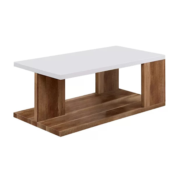 Solid Wood Yoel Coffee Table with Open Bottom Shelf Modern Style