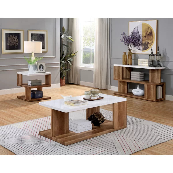 Solid Wood Yoel Coffee Table with Open Bottom Shelf Modern Style