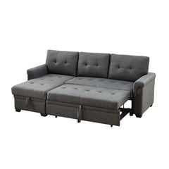 Dark Gray Yosef 84" Wide Reversible Sleeper Sofa & Chaise Made of Solid and Engineered Wood