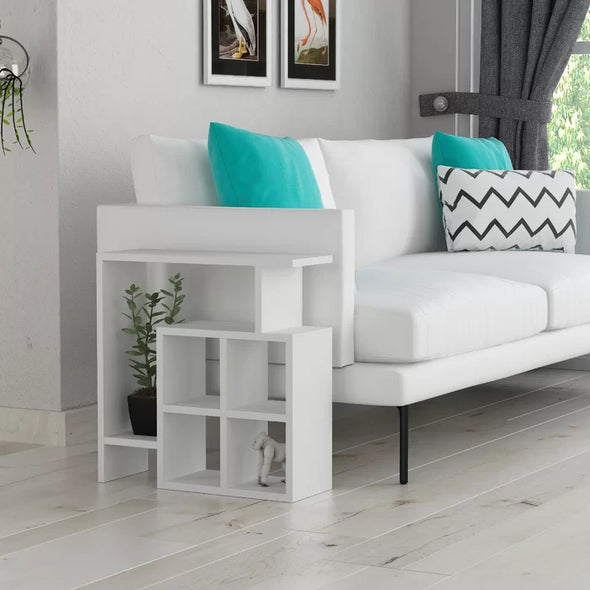 White Yoselin Floor Shelf Modern End Table Offer Plenty Storage Space
