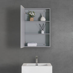 22" W x 32" H Empire Gray Zachariah Surface Mount Framed Medicine Cabinet with 3 Shelves Provides Ample Storage